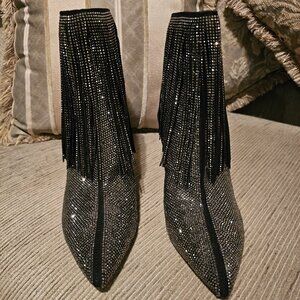 Rhinestone Fringe Booties